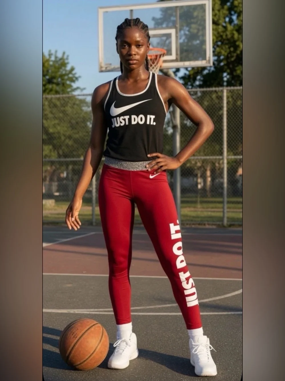 Nike Just Do It 2 PC Set Leggings athletic Tank Animal Print Swoosh Spellout (S)